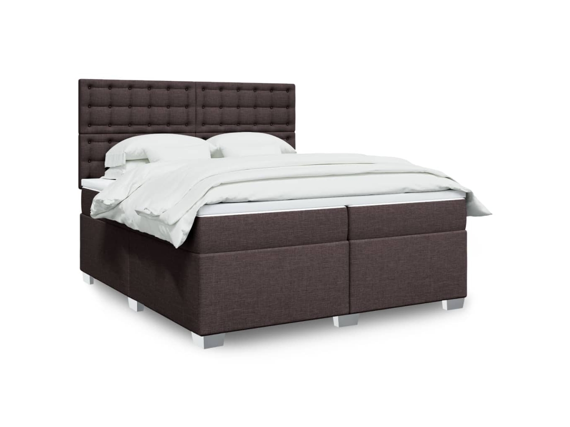 Vidaxl Cama Com Molas/colchão 200x200 Cm Tecido Castanho-escuro