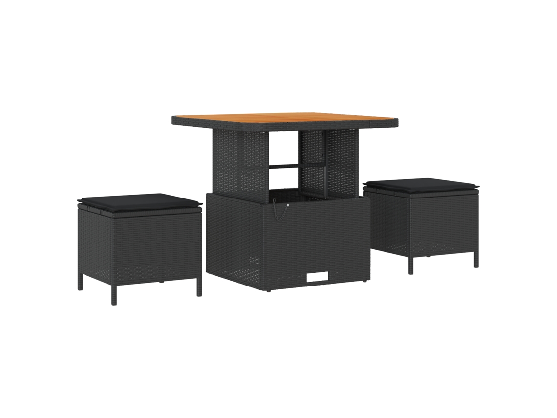 Conjunto 12 Conjunto De Sofá De Jardim Vidaxl Preto Vime Pe (286 X 234 X 85 Cm)