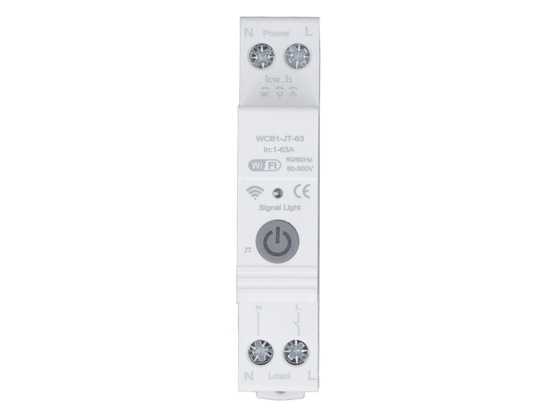 Disjuntor inteligente Wi-Fi para trilho DIN 230V 163A com controle por aplicativo e voz.