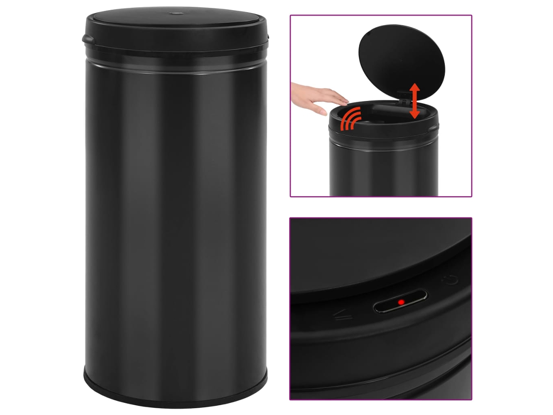 Vidaxl Caixote Do Lixo Com Sensor Automático 70 L Aço Carbono Preto