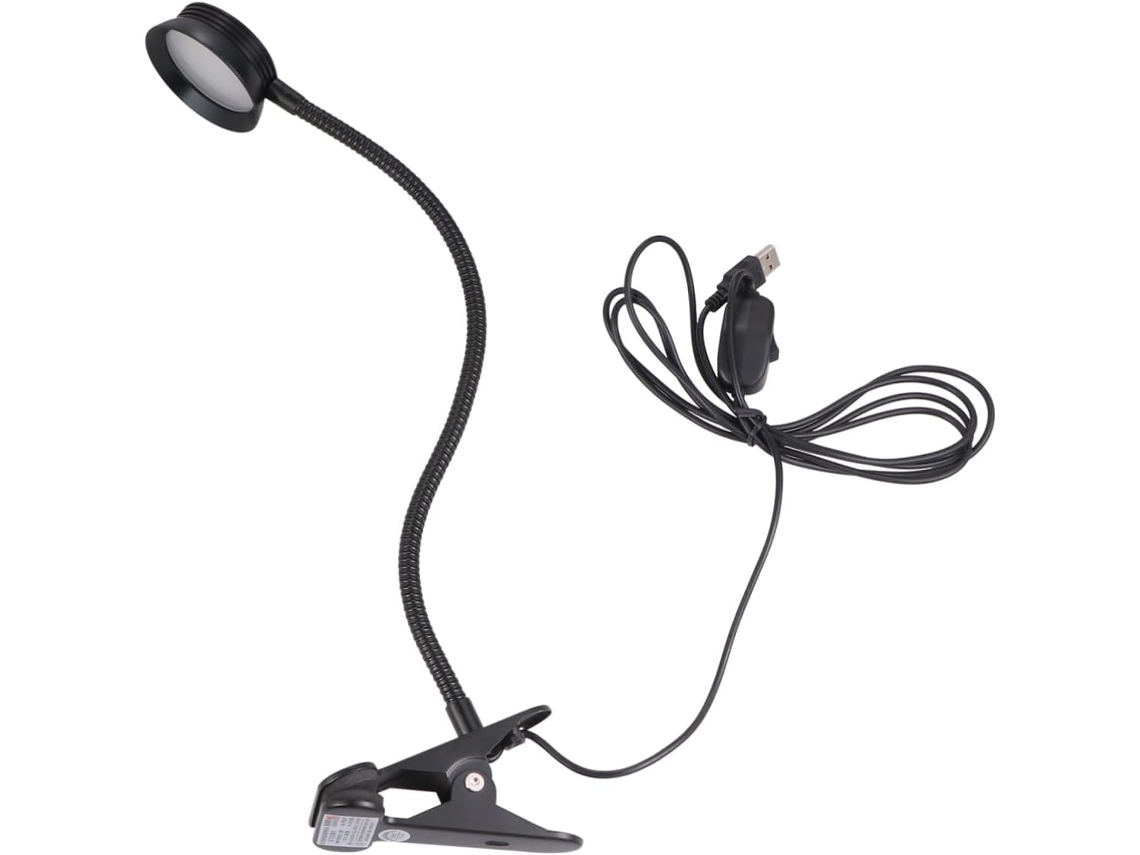 Luminária De Leitura Flexível Holibanna Com Clipe Usb E Proteção Para Os Olhos, Recarregável, Preta, Para Cabeceira, Com