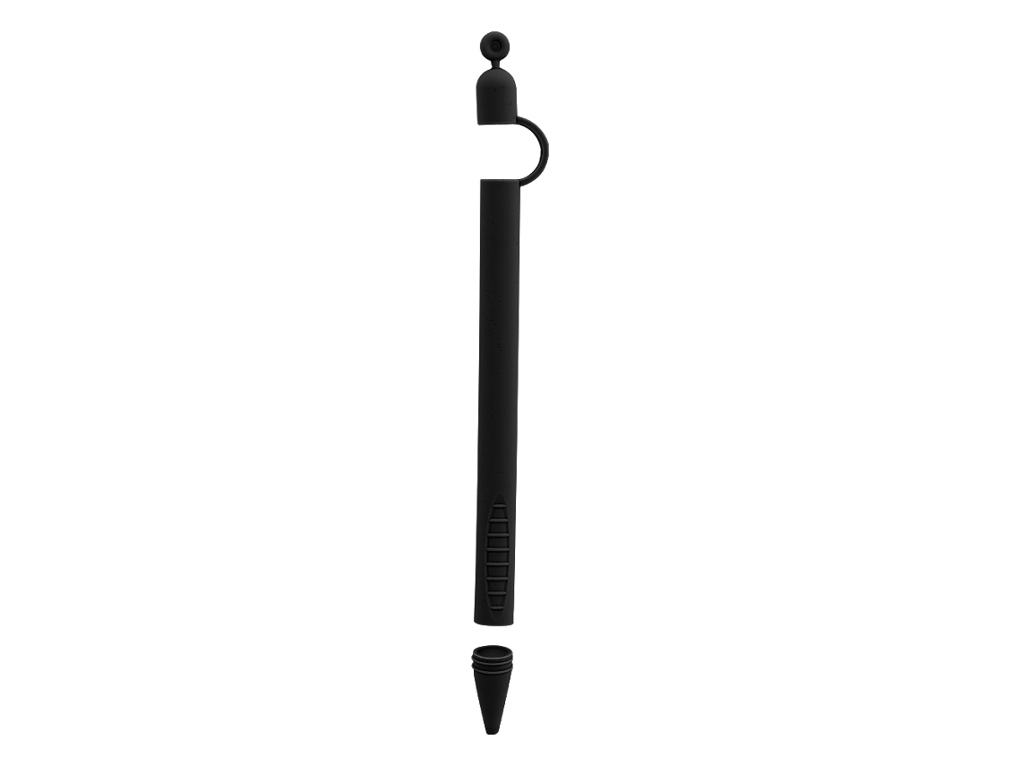Estojo Redondo Leve De Silicone Para Caneta Anti-perda Anti-derrapante Para Apple Pencil Preto