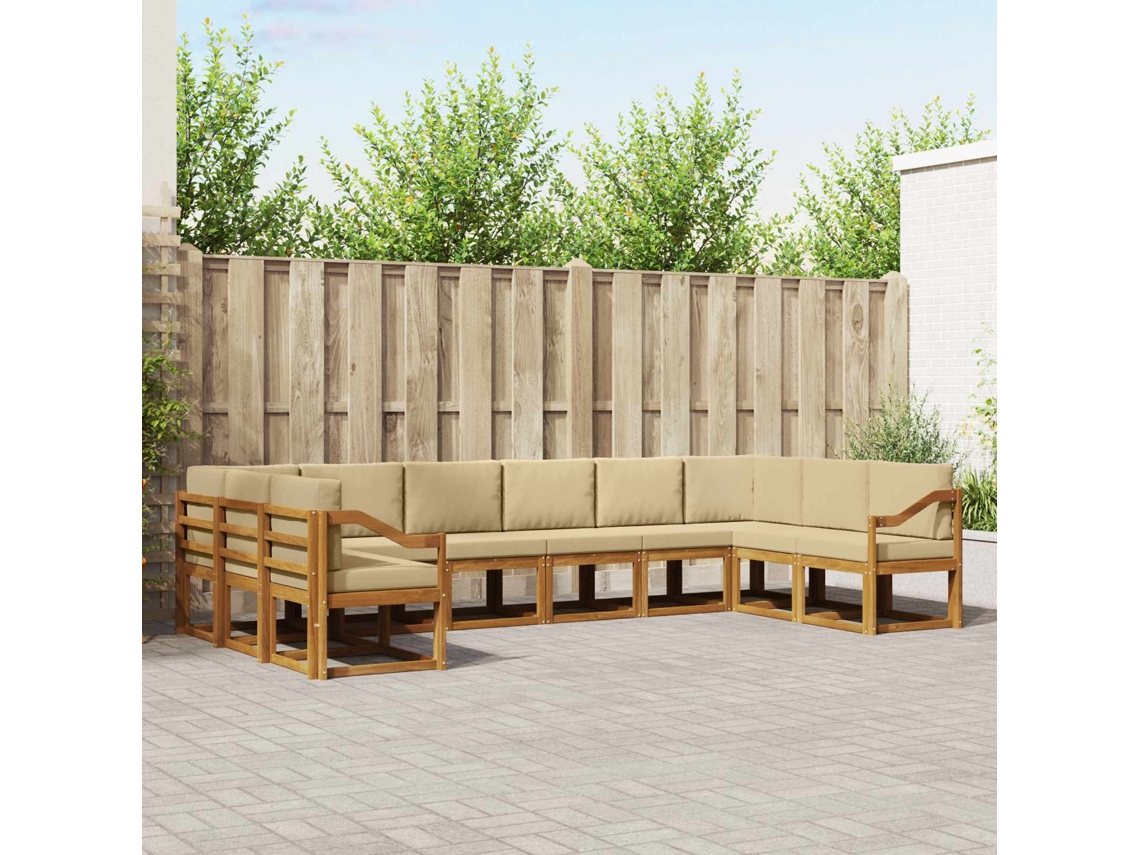 Vidaxl Conjunto De Sofás Para Exterior 10 Pcs Natural E Bege