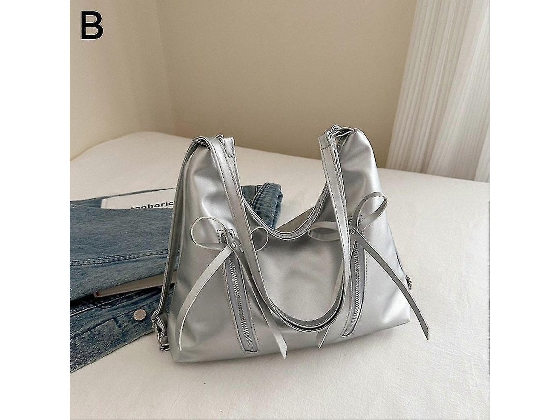 Bolsa De Ombro Feminina Com Laço, Estilo Coreano, Moda E Delicada--silver