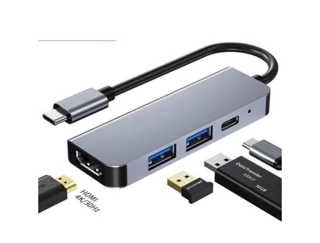 Hub Usb C, Adaptador Usb C 4 Em 1, Adaptador Multiport Hdmi, Usb3.0 E Usb2.0 Pd Carregamento, Para Macbook Pro, Ipad Pro, Pixelbook Etc.