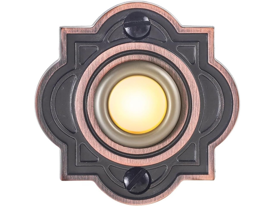 Botão de porta metálico Sistemas Com Fio, botão de campainha LED iluminado DC12-24V com acabamento em bronze