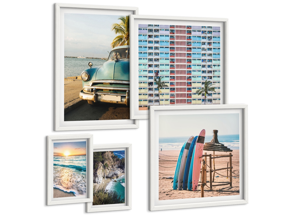 Conjunto De Pinturas Paisagens Praianas Estilosas Espelharte (5 Peças)