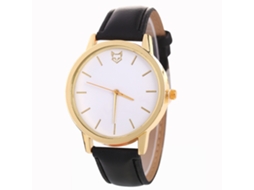 Relógio de pulso feminino Zhoulianfa com mecanismo de quartzo e pulseira de couro PU, modelo casual e moderno na cor preta.