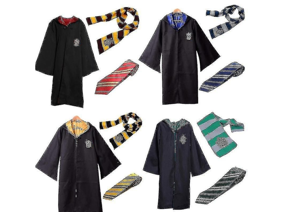 2026 traje de Harry Potter Gryffindor Ravenclaw Slytherin Hufflepuff: Túnica, Gravata e Cachecol