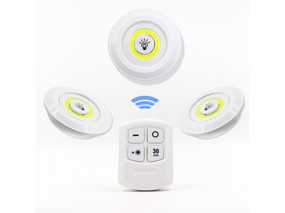 Lâmpadas de Led 3 Peças Controle Remoto Autoadesivo ZYBLSSBB