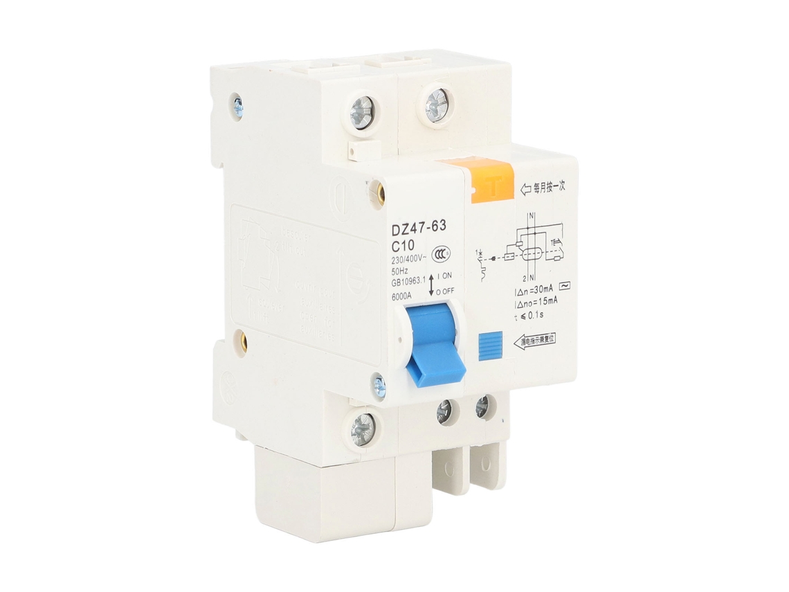 Disjuntor Mini Mcb 1p+n 10a 230v 400v 30ma 6000a Para Proteção Residencial