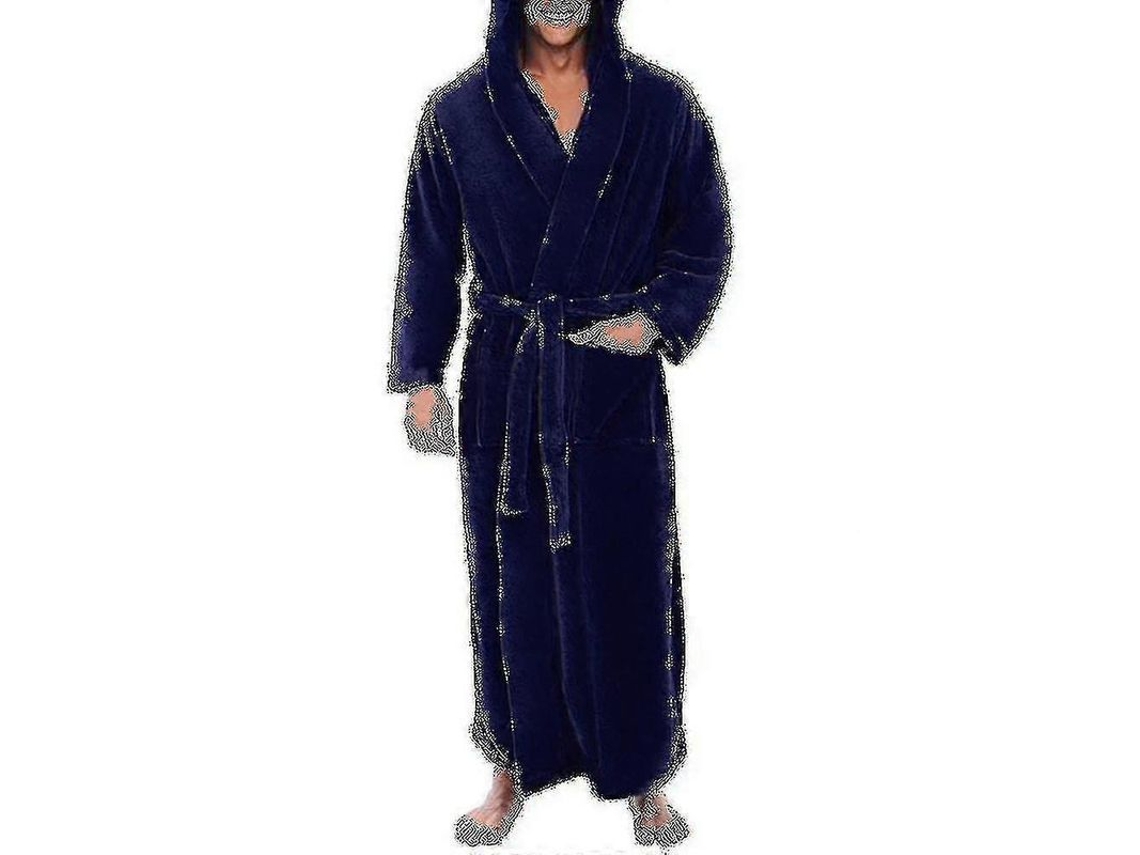 Roupa De Banho Masculina De Poliéster, Manga Longa, Casual, Confortável E Durável Com Bolsos E Amarração Interior Azul