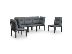 Conjunto de 5 Lounge Jardim Vime Pe Preto e Cinzento MAISON EXCLUSIVE (5 unid.)