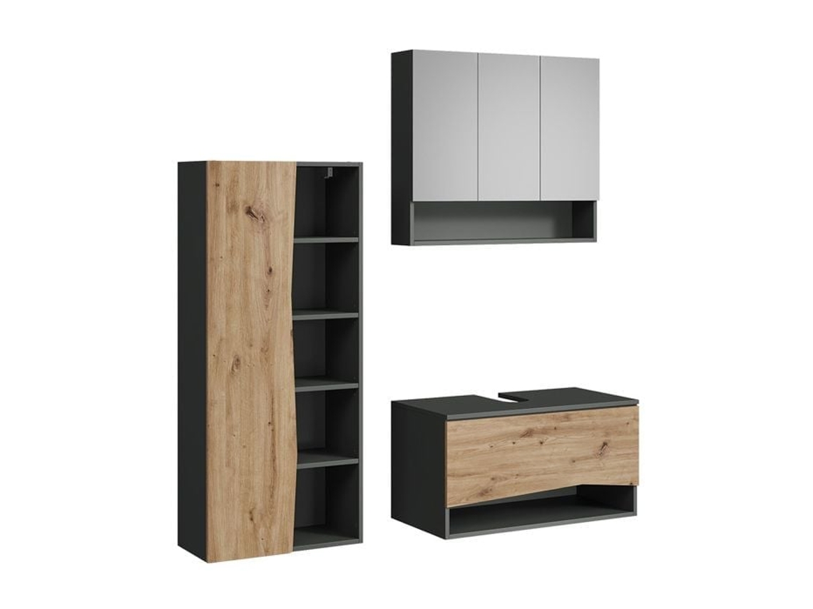 Conjunto Mobiliário Casa de Banho Willow 3 Peças Carvalho Artisan/antracite 80 X 42,8 X 43 Cm VICCO