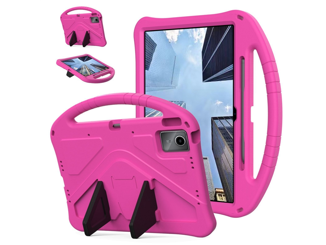 Capa Para Lenovo Idea Tab Plus 12.1“ (2025) Para Criança Leve Em Eva, À Prova De Choque, Com Pega E Suporte. Rosa Choque Hexinyigjly