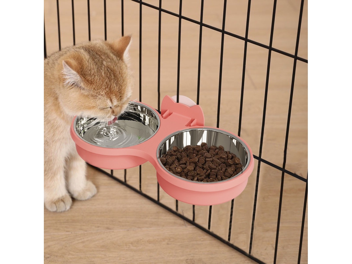 Tigela Suspensa para Comida, de Aço Inoxidável, Gaiola Acoplável, Comedouro para Cães e Gatos, Ração para Animais de Estimação AQUAFORGE
