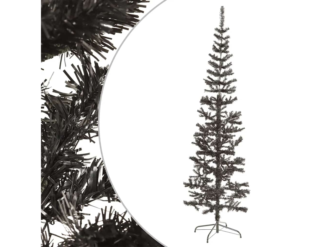 Vidaxl Árvore De Natal Fina 210 Cm Preto
