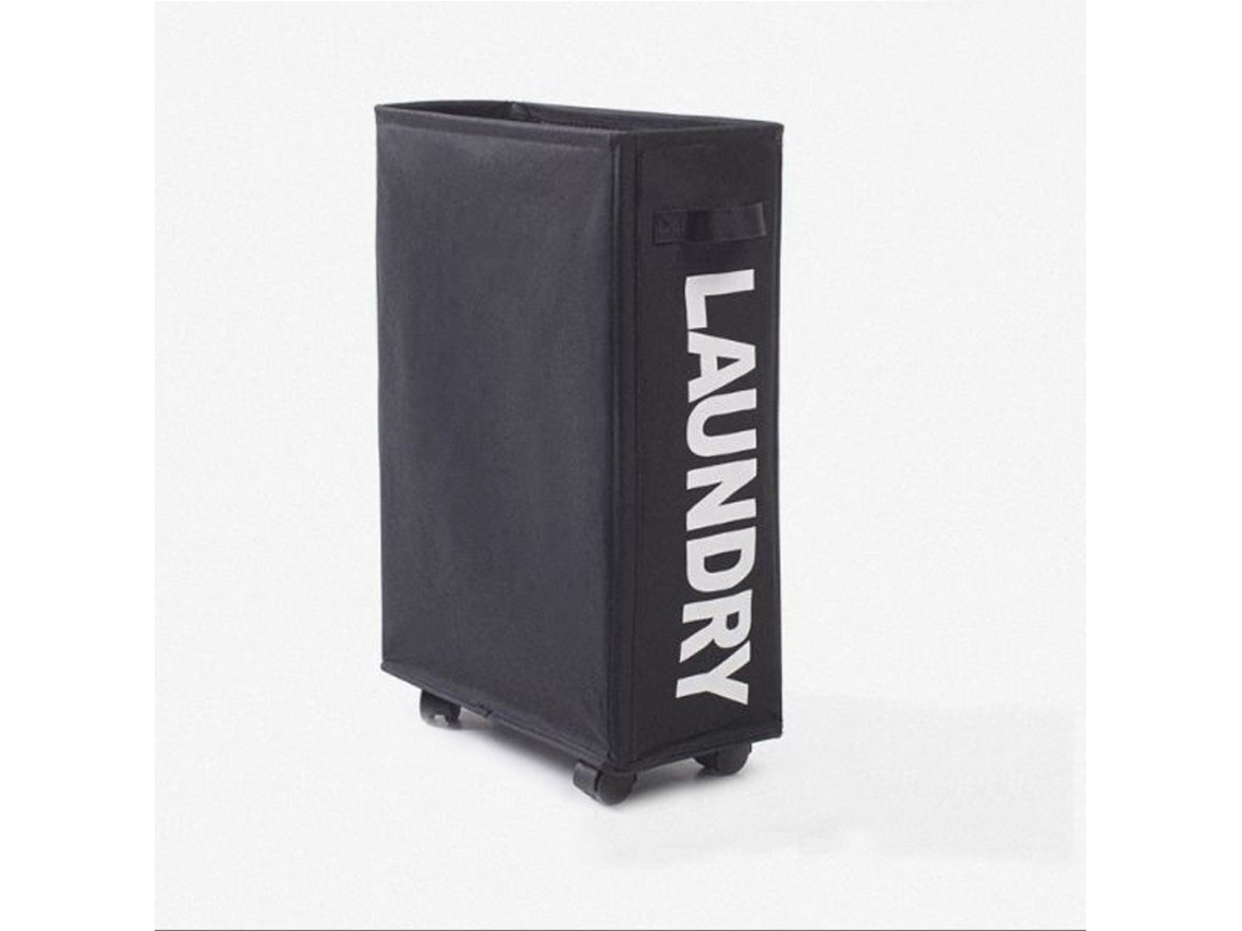 Cesto De Roupa Dobrável De 42 Litros, Preto Com 4 Rodas, Retangular Para Roupa Em Casa, Para Organizar E Guardar Roupa Suja De Forma Prática