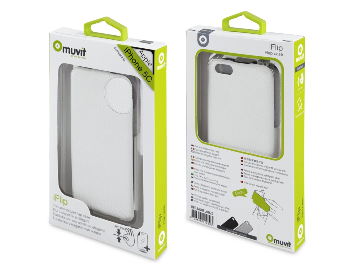 Capa Flip iPhone 5C MUVIT Branca e Proteção de Ecrã