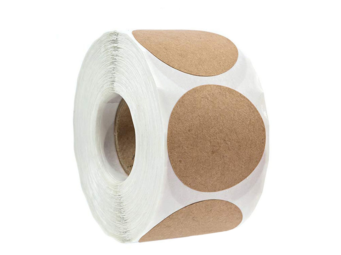 500 Unidades De Etiquetas Papel Kraft Redondas Autoadesivas Para Sacos Confeitar.