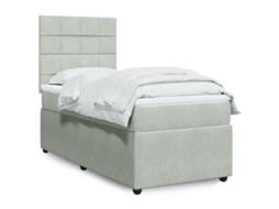 Cama Com Molas/colchão 90x190 Cm Veludo Cinza-claro