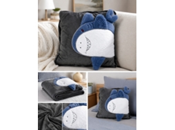 Almofada Manta Tubarão Cinza Escuro Pelúcia 38x38cm VOLTEDGE
