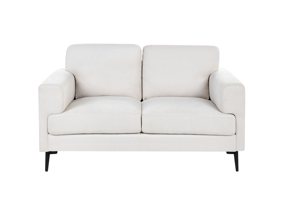 Sofá De 2 Plazas Beliani Lousto De Tela Beige 156x65x85