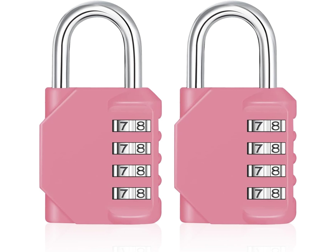 Cadeado De Combinação Para Armário De Ginásio, Cadeado De 4 Dígitos Com Janela Lateral, Rosa 2p