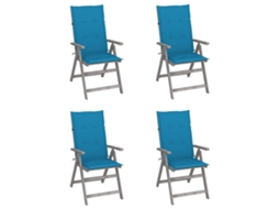 Vidaxl Cadeiras Jardim Reclináveis C/ Almofadões 4 Pcs Acácia Maciça