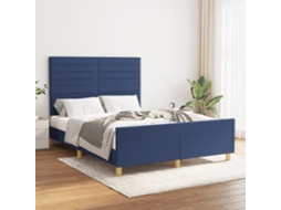 Vidaxl Estrutura De Cama Sem Colchão 140x190 Cm Tecido Azul