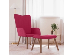 Vidaxl Cadeira De Descanso Com Banco Veludo Vermelho Tinto