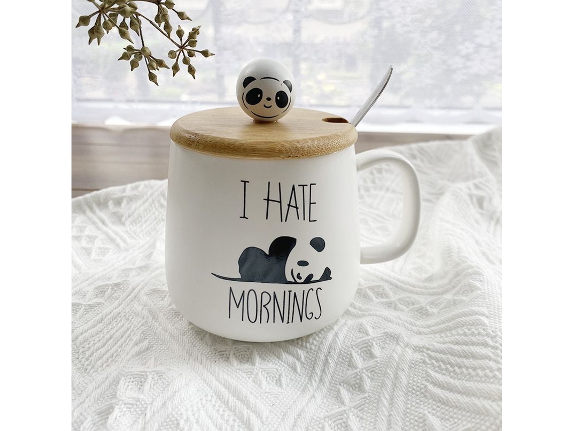 2026 taza de Cerámica Panda Taza de Café Linda Con Tapa Y Cuchara Taza Desayuno 400ml