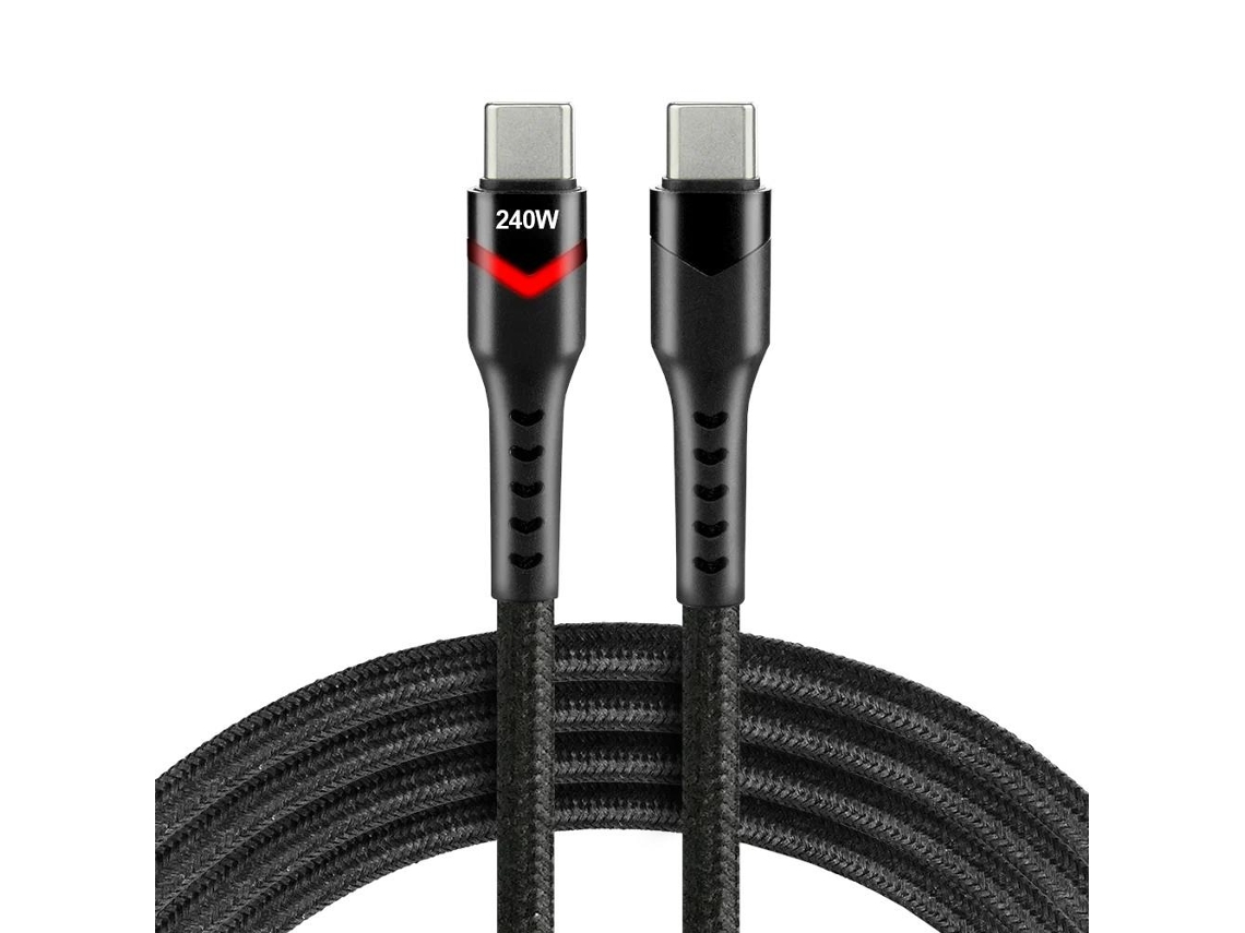 Cabo Usb c EVERACTIVE, Usb Tipo C para Laptop, Celular e Tablet, 1 M, Led Rgb