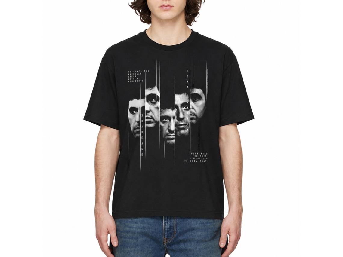 Rockinstone Scarface Movie Sliced Black Adult T-shirt Size:xxl