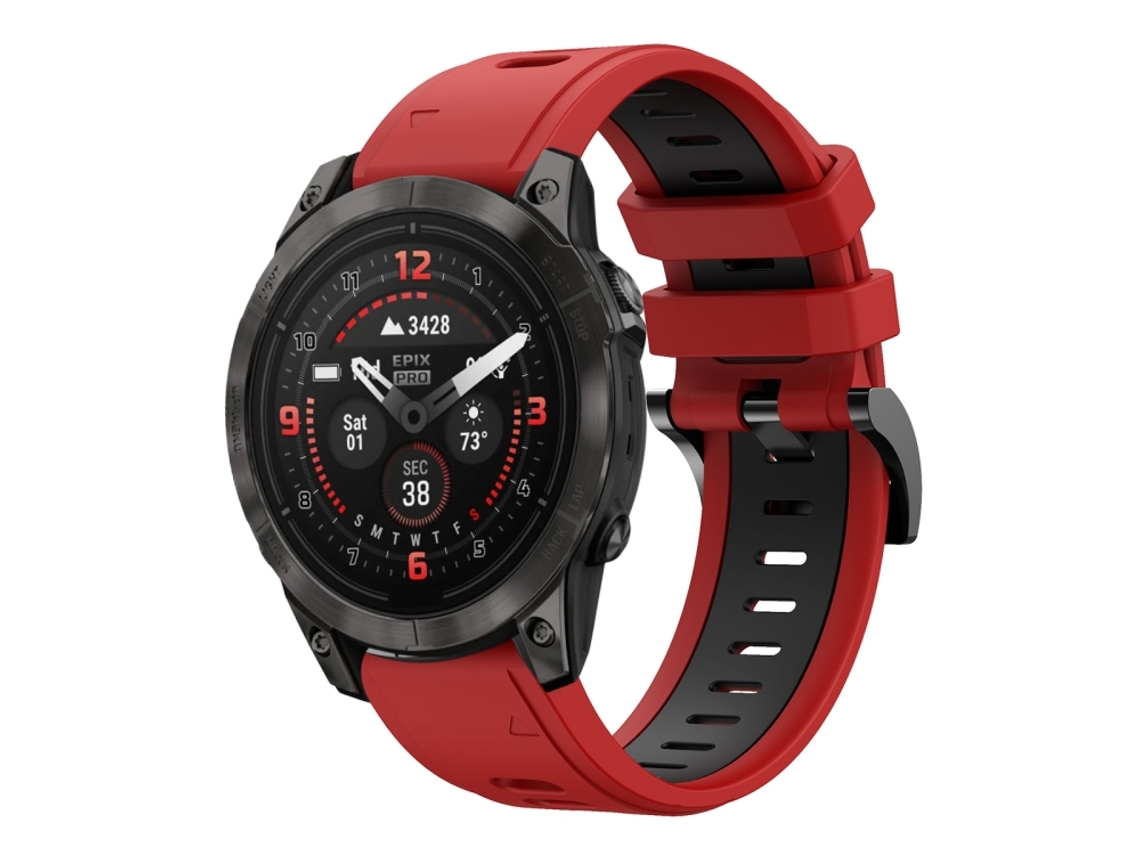 Bracelete Silicone Esportivo para Garmin Epix Pro XIAOMOYU (22mm) Vermelho e Preto