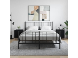 Vidaxl Mesa De Cabeceira 2 Pcs 40x40x50 Cm Derivados De Madeira Preto