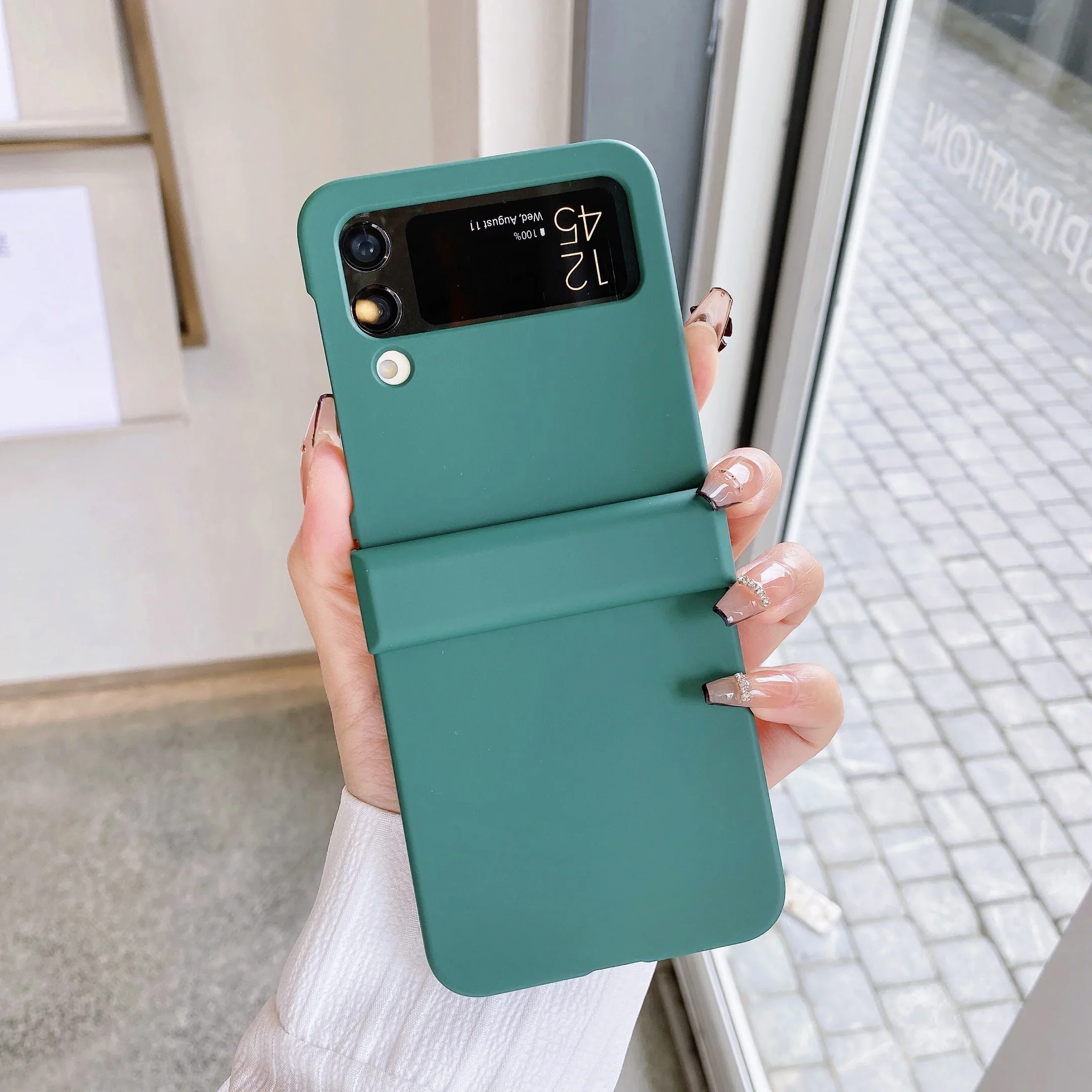 (verde Escuro, Galaxy Z Flip7) Capa Dobrável Rígida Ultrafina Para Celular, Resistente A Impactos, Confortável Ao Toque E Altamente Protetora.