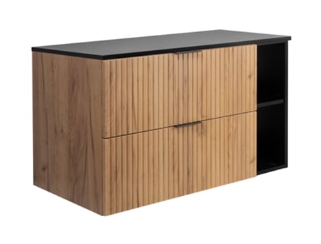 Móvel De Banheiro, Carvalho Artesanal / Preto Puxador Preto, 100 X 57 X 46 Cm 3xe Living