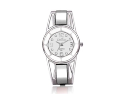 Relógio de quartzo feminino Xinhua com superfície espelhada e pulseira de aço inoxidável vazada com diamantes Hengrongshen