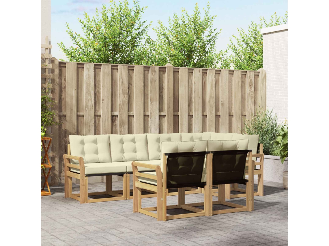 Vidaxl Conjunto De Sofás Para Exterior 7 Unid. Branco E Creme
