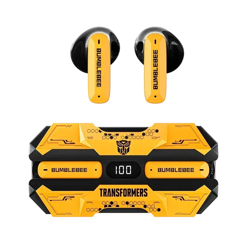 Fones De Ouvido Sem Fio Transformers Bumblebee (amarelos), Baixa Latência, Bateria De Longa Duração.