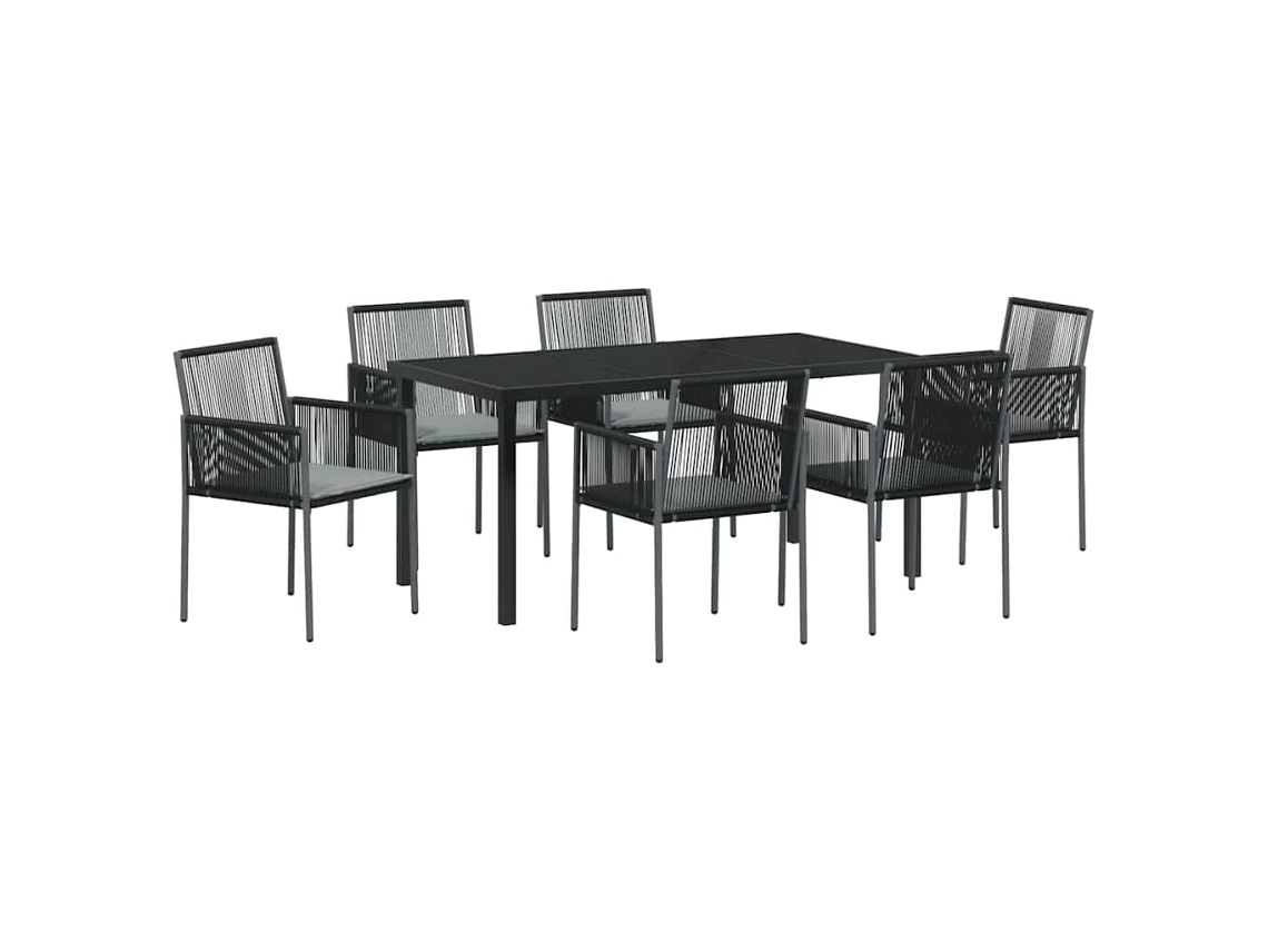 Maison Exclusive - Conjunto De Jantar Para Jardim 7 Pcs Preto Rattan De Pe