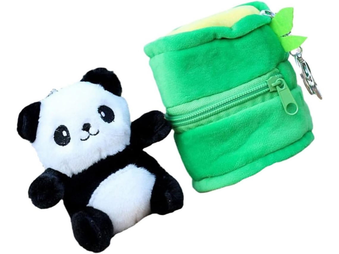 Chaveiro Com Pingente De Panda Em Tubo De Bambu, Algodão Pp Macio, Design