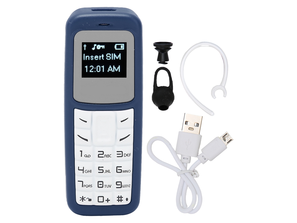 2026 telefone Celular Mini Pequeno com Fone de Ouvido Bluetooth Apoio Sim Tela 0.66 Polegadas Azul