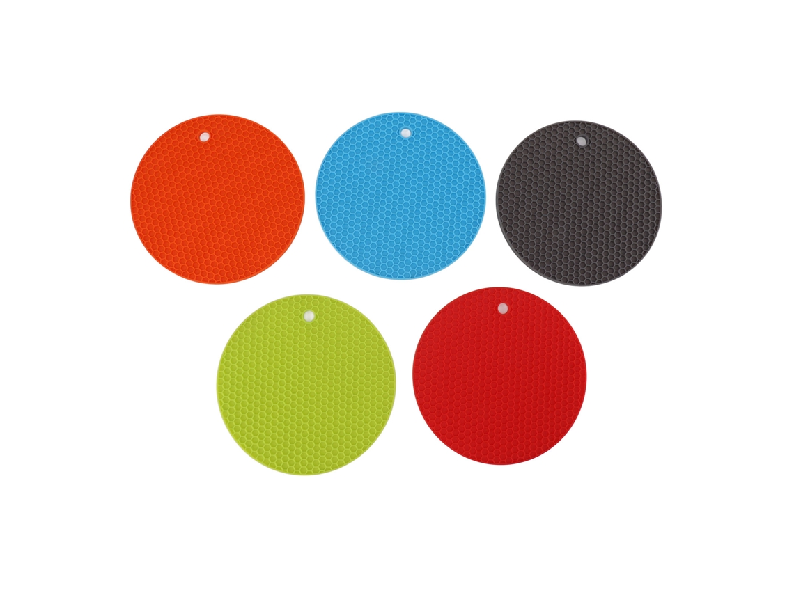 5pcs Silicone Trivet Mats Redondo Antiderrapante Resistente Ao Calor Multiuso Almofadas Quentes Pegadores De Panela Para Balcão De Cozinha Panelas Que