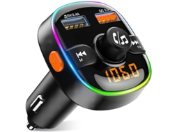2026-transmissor Fm Para Carro Bluetooth 5.0, Teumi Luz 7 Cores Carregador Dual Usb Qc3.0 2.4a Csr Xtr