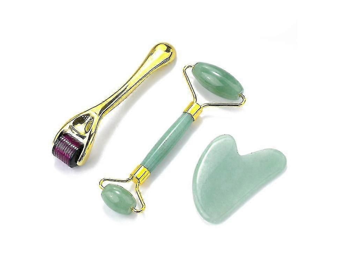Conjunto de Rolos Jade para Massagem Facial Guasha Feminina GOKOCO