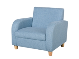 POLTRONA infantil escandinava, estofada, madeira de borracha, azul S/MARCA