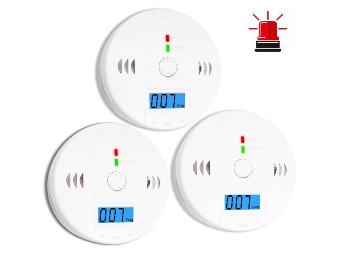 Alarme De Monóxido De Carbono Com Visor Lcd, Alimentado Por Bateria, Para Casa, Cozinha E Escritório, Compatível Com Diversas Marcas