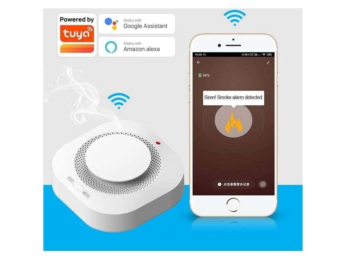 Lurelia Detector De Fumaça Residencial Tuya Smart Wi-fi Detector De Fumaça Tuya Alarme De Incêndio